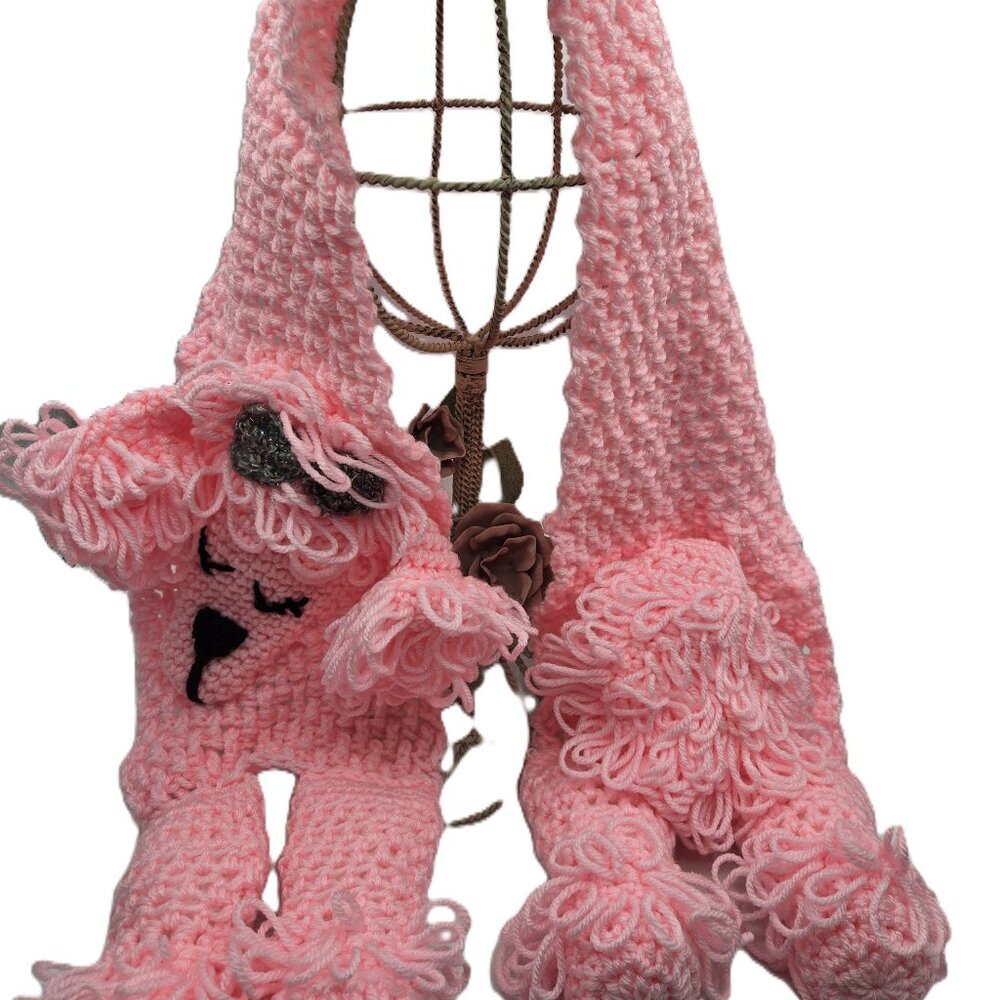 Pink Poodle Breed Puppy Dog Scarf Crochet Handmade byBren